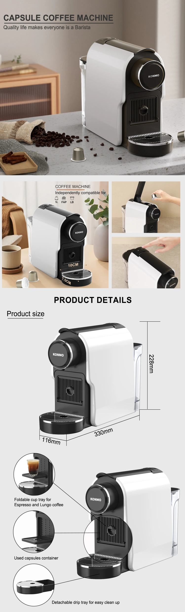Capsule Coffee Machine KM-C0518C — Kitchen Appliances OEM & ODM manufacturer