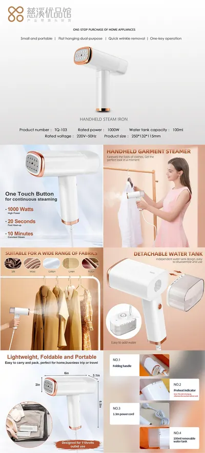 Handheld Garment Steamer TQ-103 — Laundry & Clothing Care supplier for OEM and private label