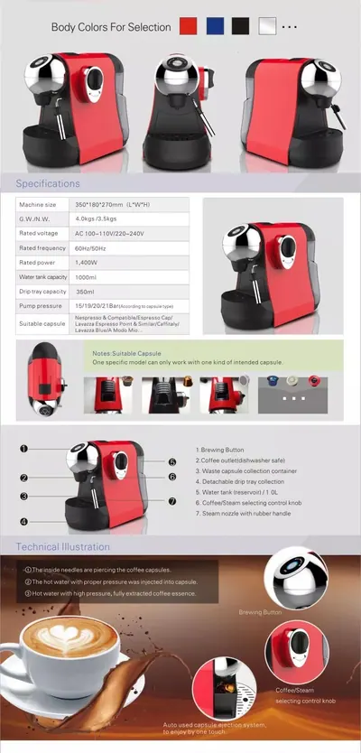 Capsule Coffee Machine RC1802 — Kitchen Appliances for OEM orders
