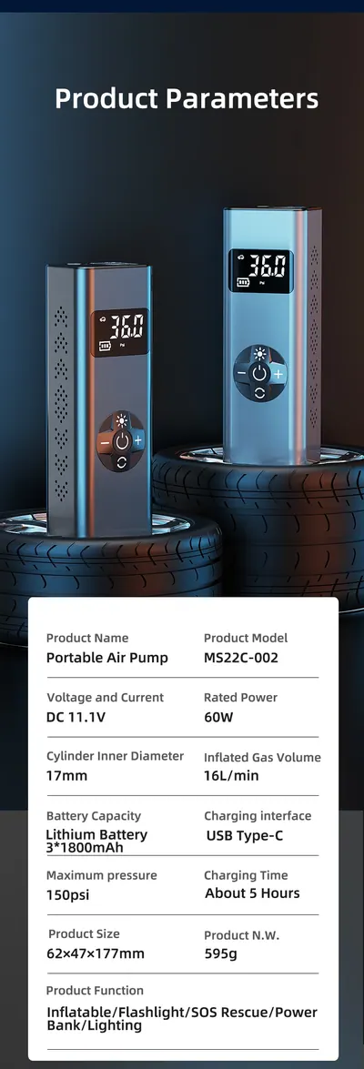 Portable Air Pump — Car Appliances product photo 12 of 12, OEM and private label supply