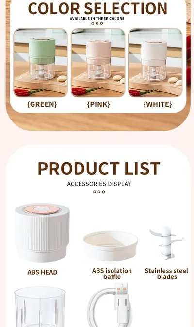 Cordless Meat Grinder Garlic Chopper — Kitchen Appliances product photo 7 of 12, OEM and private label supply