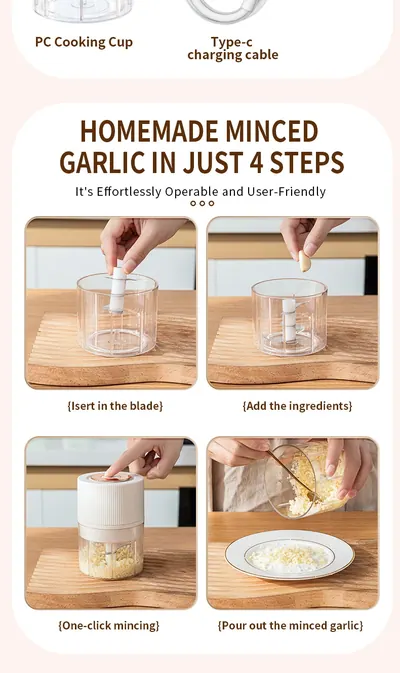 Cordless Meat Grinder Garlic Chopper — Kitchen Appliances product photo 9 of 12, OEM and private label supply