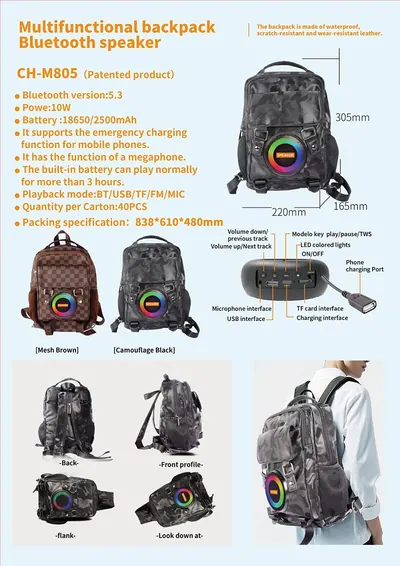Bluetooth Speaker Bag CH-M805 — Other Appliances product photo 2 of 2, OEM and private label supply