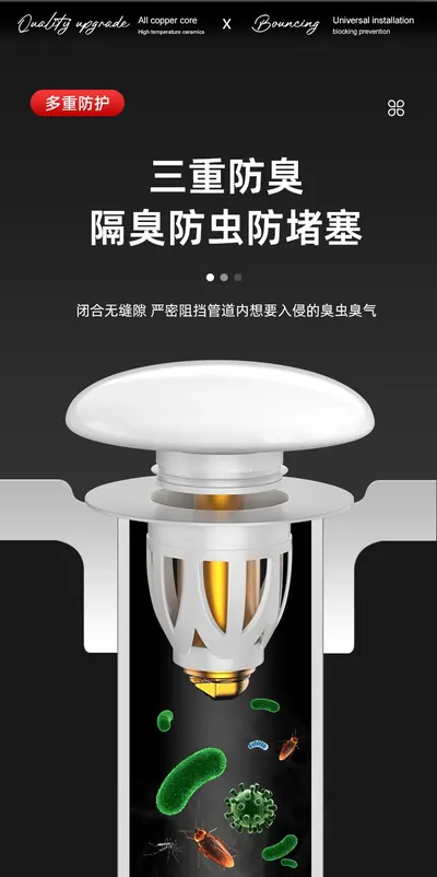 Multifunctional Push-Press Basin Drain Stopper with Ambient Light — Other Appliances product photo 12 of 12, OEM and private label supply